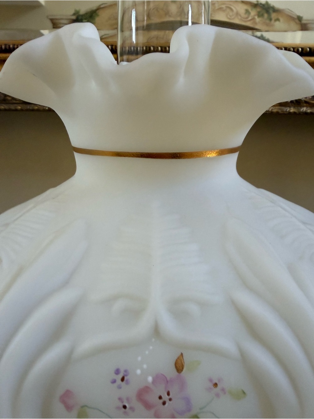 VTG Fenton 1995 Kristen’s Floral Handpainted Student Lamp Medallion Collection - Picture 6 of 14